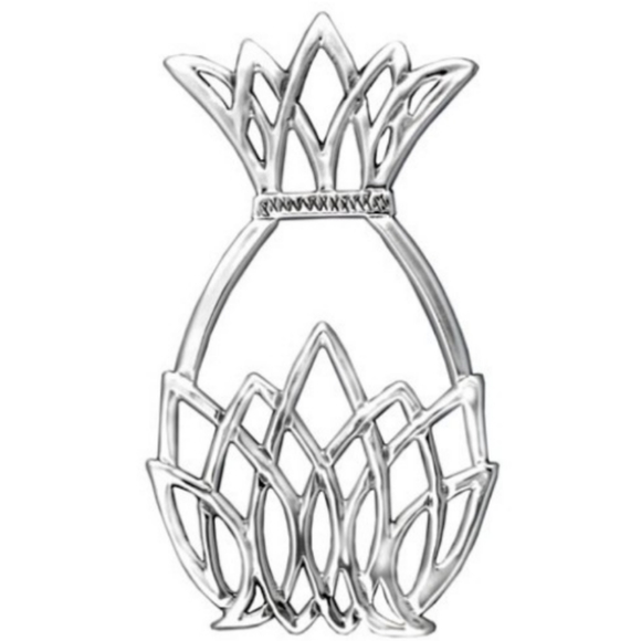 Vintage Oversized Sterling Silver Pineapple Hostess Pendant Necklace - Picture 2 of 6